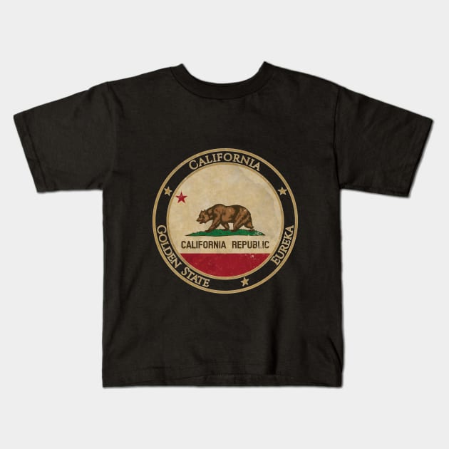 Vintage California USA United States of America American State Flag Kids T-Shirt by DragonXX